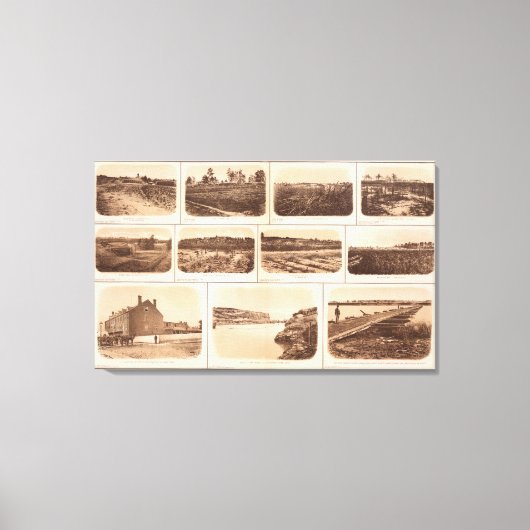 電池、疑問、建物、運河、橋 キャンバスプリント (正面)