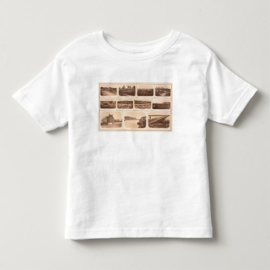 電池、砦、建物、運河、橋 トドラーTシャツ (正面)