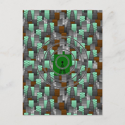 電波塔のある都市の模様 ポストカード (正面)