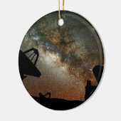 電波望遠鏡および銀河 セラミックオーナメント (左)