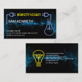 電波電源プラグ（青）電球型電気技師 名刺 (正面/裏面)