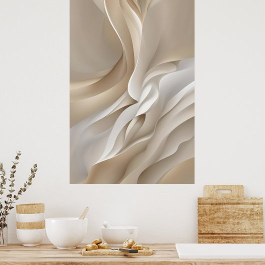 電流を開く | ベージュ抽象芸術アート ポスター (キッチン)