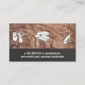 電源ツール | 木目とテクスチャ付き壁 名刺 (裏面)