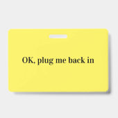 電源プラグを抜いて電気ソケットに戻す バッジ (裏面)