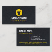 電源プラグロゴの電気技術者の電気テクスチャ 名刺 (正面/裏面)