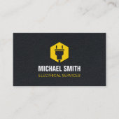 電源プラグロゴの電気技術者の電気テクスチャ 名刺 (正面)