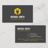 電源プラグ六角形ロゴ電気技師 名刺 (正面/裏面)