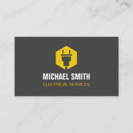 電源プラグ六角形ロゴ電気技師 名刺