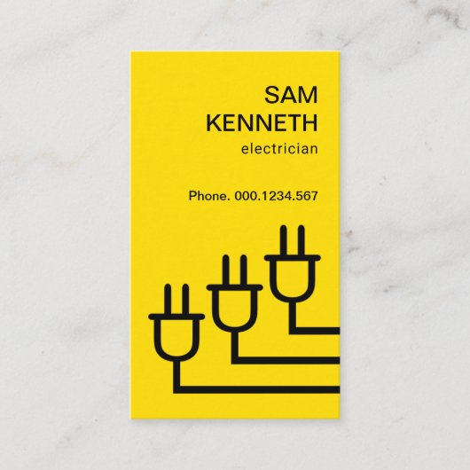 電源プラグ拡張ワイヤ電気技師 名刺 (正面)