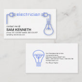 電源プラグ配線青電球シルエット 名刺 (正面/裏面)
