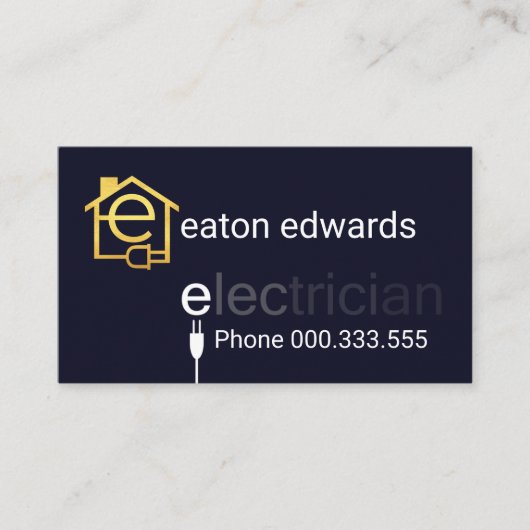 電源プラグ電気技師《写真》ぼけ味 名刺 (正面)