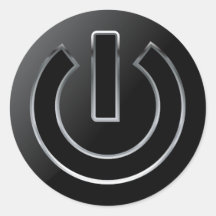 電源ボタクラシックンの丸いステッカー、光沢、小