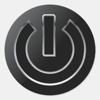 電源ボタクラシックンの丸いステッカー、光沢、小 ラウンドシール