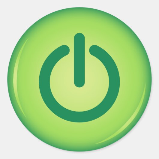 電源ボタンの緑のノベルティシール ラウンドシール (正面)