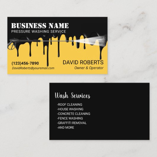 電源圧洗浄ブラックモダン金ゴールド洗浄 名刺 (正面/裏面)