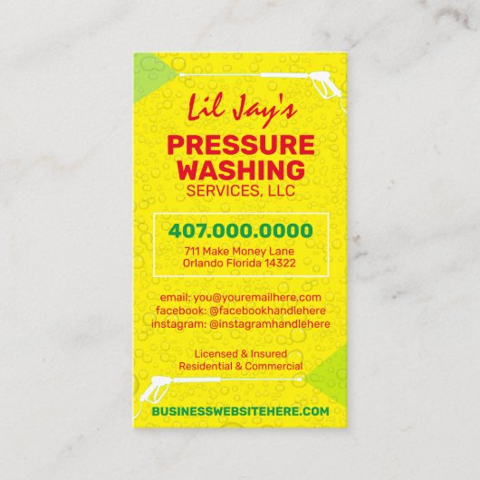 電源洗浄とクリーニングの名刺テンプレート 名刺 (正面)