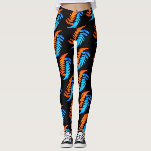 電灯ブルー炎オレンジフ日本のィン絵を描ズシダ レギンス (正面)