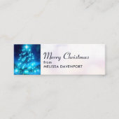 電灯モダン付き青いクリスマスツリー スキニー名刺 (正面)
