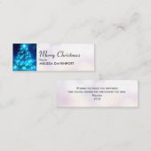 電灯モダン付き青いクリスマスツリー スキニー名刺 (正面/裏面)