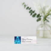 電灯モダン付き青いクリスマスツリー スキニー名刺 (スタンド正面)