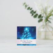 電灯モダン付き青いクリスマスツリー スクエア名刺 (スタンド正面)