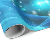 電灯モダン付き青いクリスマスツリー ラッピングペーパー (ロールコーナー)