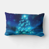電灯モダン付き青いクリスマスツリー ランバークッション (裏面)