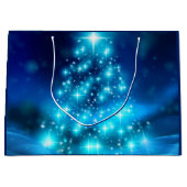 電灯モダン付き青いクリスマスツリー ラージペーパーバッグ (正面)