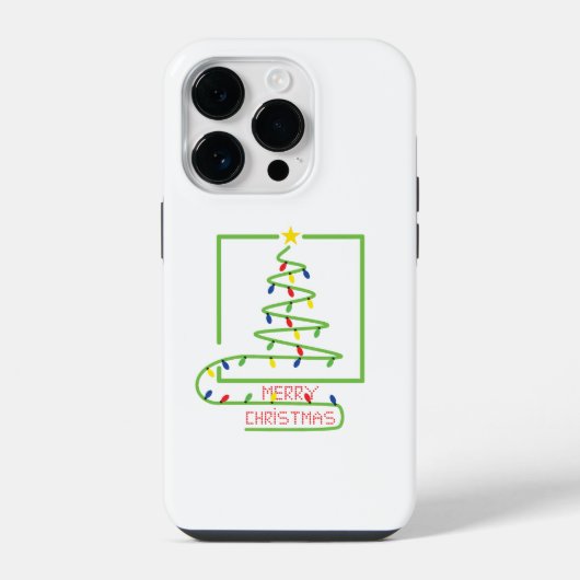 電球のある様式化クリスマスツリー iPhoneケース (裏面)