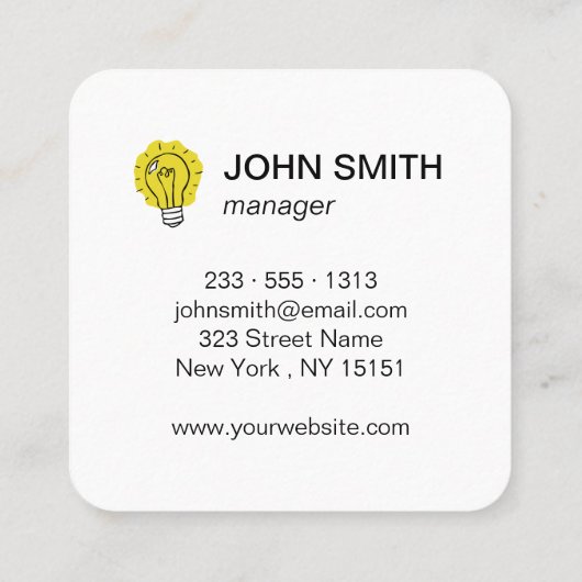 電球のアイディア スクエア名刺 (裏面)