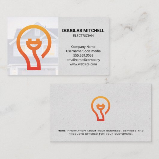 電球のプラグのアイコン 名刺 (正面/裏面)