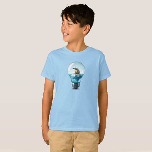 電球の中の北極熊 - 光の氷山 Tシャツ (正面フル)
