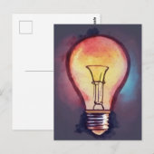 電球の水彩画、電球 ポストカード (正面/裏面)