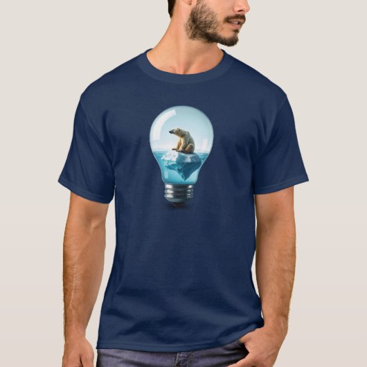 電球の氷山 - 電球の中のホッキョクグマ Tシャツ (正面)