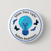電球の自閉症の認識ボタン 缶バッジ (正面)