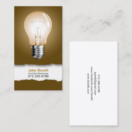 電球の茶色の名刺 名刺 (正面/裏面)