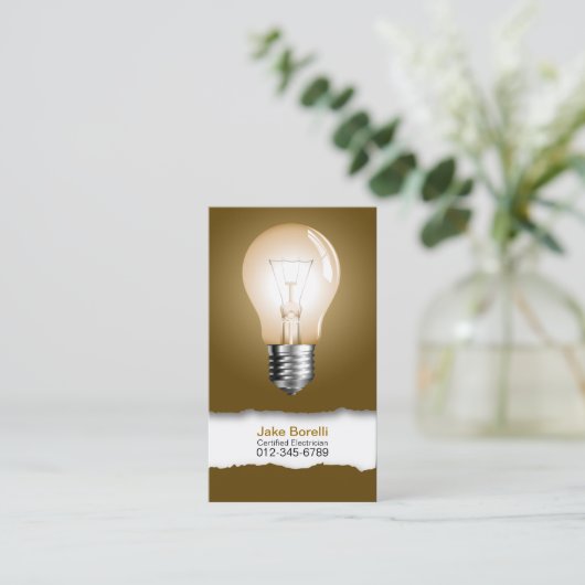 電球の茶色の名刺 名刺 (スタンド正面)