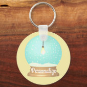 電球ぶら下がった雪グローブキーチェーン キーホルダー (正面)