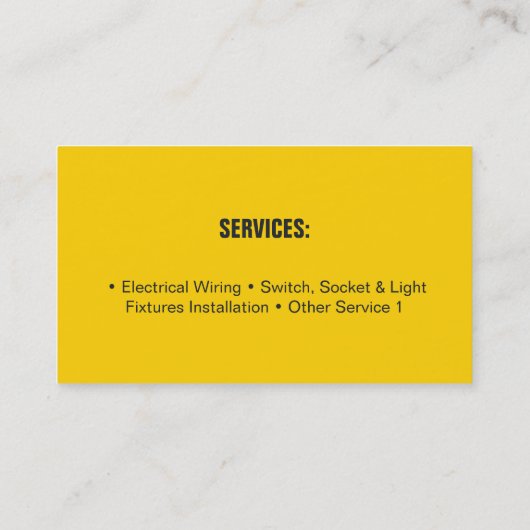 電球アぶら下がったイコンの電気技師名刺 名刺 (裏面)