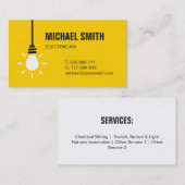 電球アイコン電気技師黄色の名刺 名刺 (正面/裏面)