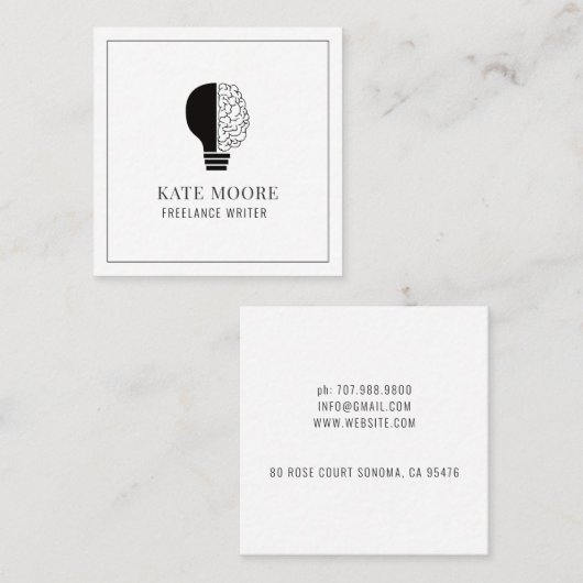 電球アイディアBrain Logo Writer Editor スクエア名刺 (正面/裏面)
