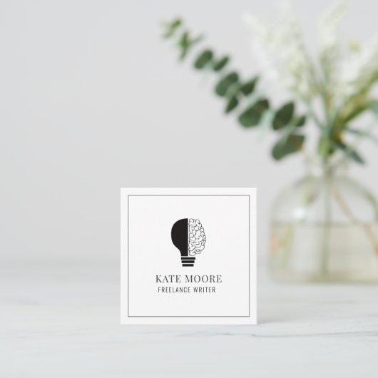 電球アイディアBrain Logo Writer Editor スクエア名刺 (スタンド正面)