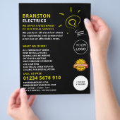 電球スケッチデザイン、電気工広告師 チラシ (手)