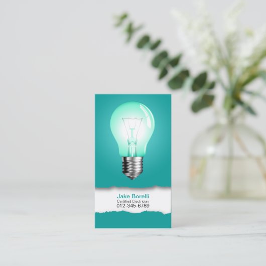 電球ターコイズ名刺 名刺 (スタンド正面)