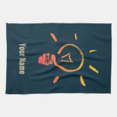 電球ランプのレトロ電球頭が切れる電気技師 キッチンタオル (横)