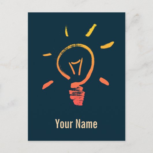 電球ランプのレトロ電球頭が切れる電気技師 シーズンポストカード (正面)