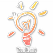 電球ランプのレトロ電球頭が切れる電気技師 シール (正面)