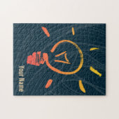 電球ランプのレトロ電球頭が切れる電気技師 ジグソーパズル (横)