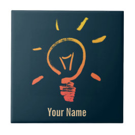 電球ランプのレトロ電球頭が切れる電気技師 タイル