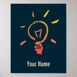 電球ランプのレトロ電球頭が切れる電気技師 ポスター